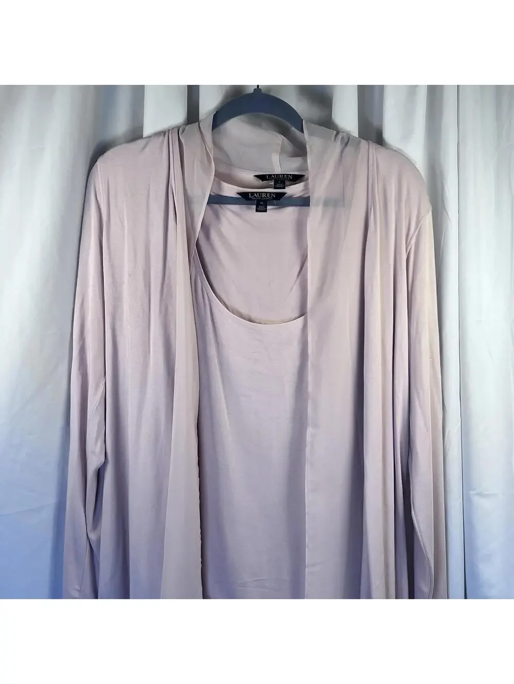 Womens Lauren Ralph Lauren Pale Pink Loose Longline Cardigan (L)  And Tank (XL)